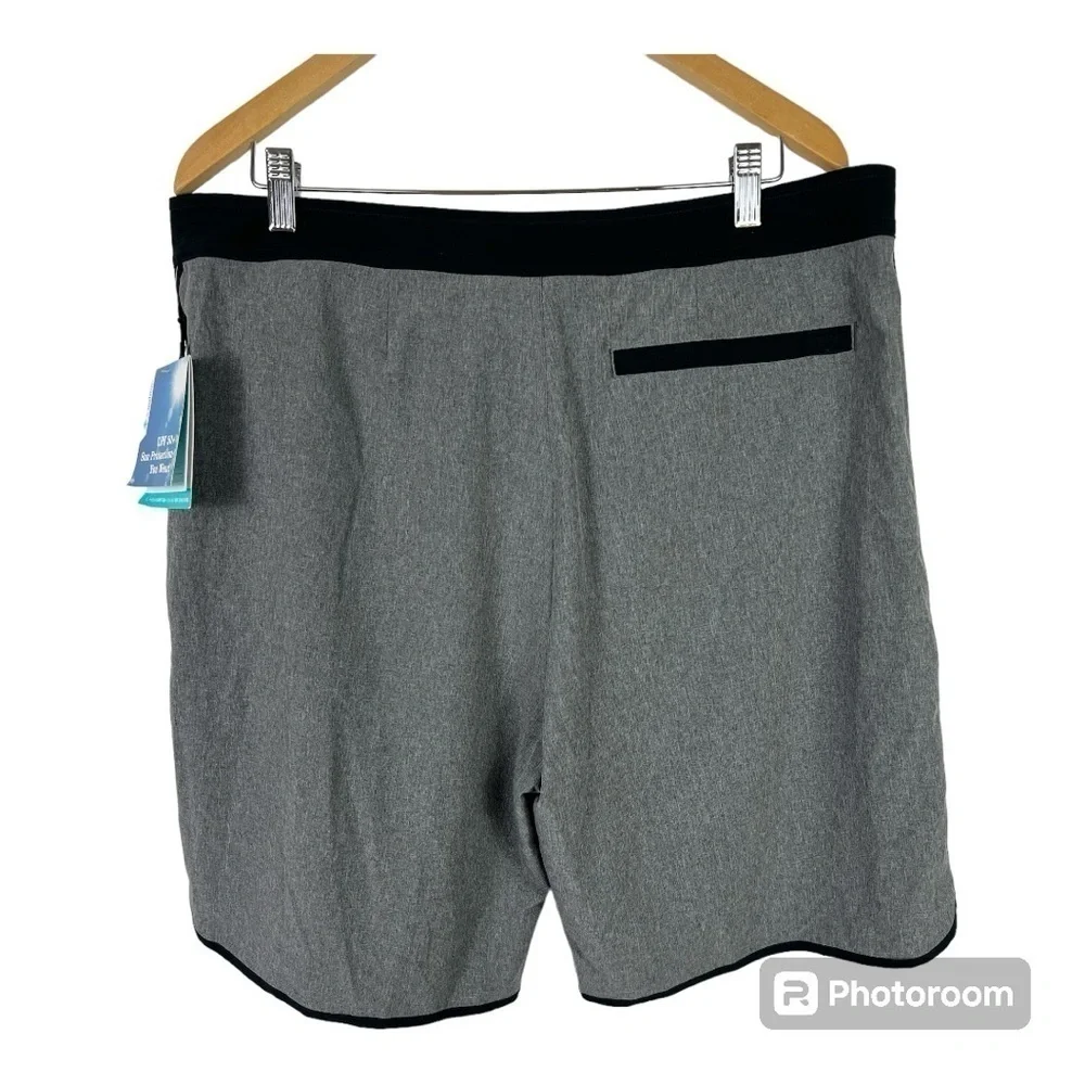 Coolibar Falcon Board Shorts Gray & Black UPF 50+ NWT Sz 38